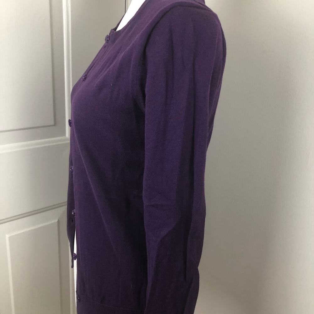 S/P Tommy Hilfiger Eggplant Purple Pima Cotton Cardigan - Picture 3 of 6